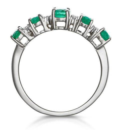 Emerald and Diamond Eternity Ring 18K White Gold - Asteria Collection